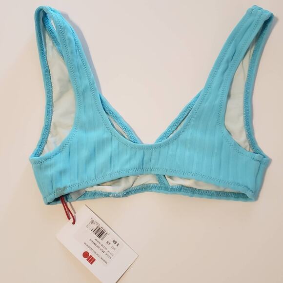 Solid and Striped The Beverly Ribbed Top in Fresh Air Women's X-Small Flawed - Picture 3 of 12